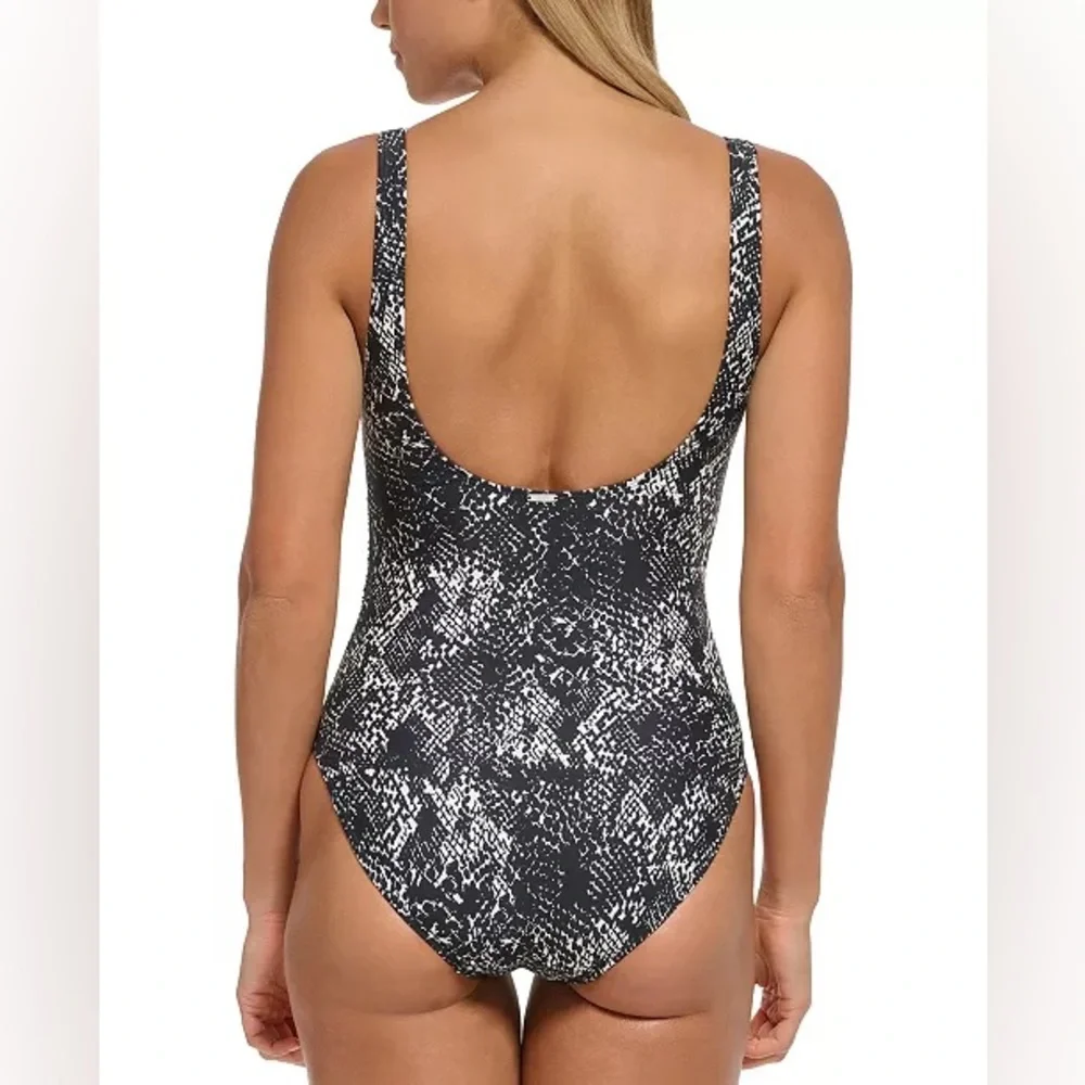 NWT DKNY | Mesh Side Inserts Ruched Waist One Piece
Swimsuit Size 8 - Picture 2 of 11